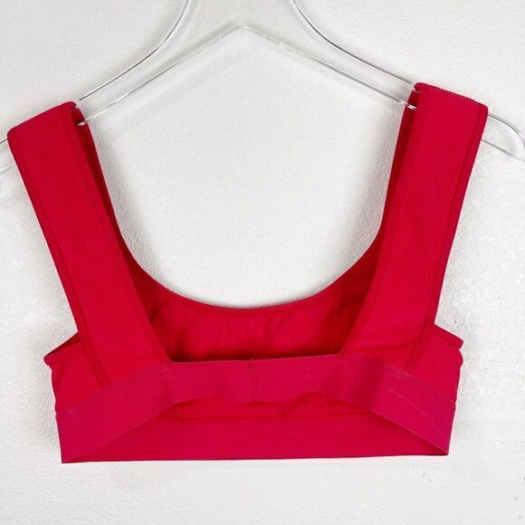 Frankies Drew Bikini Red Ribbed Top Open Back Large - Picture 5 of 7